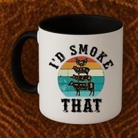 Funny Retro Bbq Party Smoker Chef Dad Gift ID Smoke That Coffee Mug thumb 2