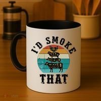 Funny Retro Bbq Party Smoker Chef Dad Gift ID Smoke That Coffee Mug thumb 4
