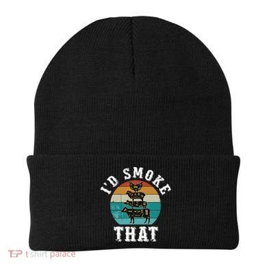Funny Retro Bbq Party Smoker Chef Dad Gift ID Smoke That Beanie