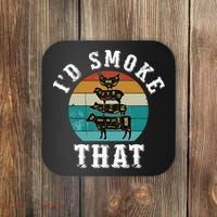 Funny Retro Bbq Party Smoker Chef Dad Gift ID Smoke That Coaster thumb 0