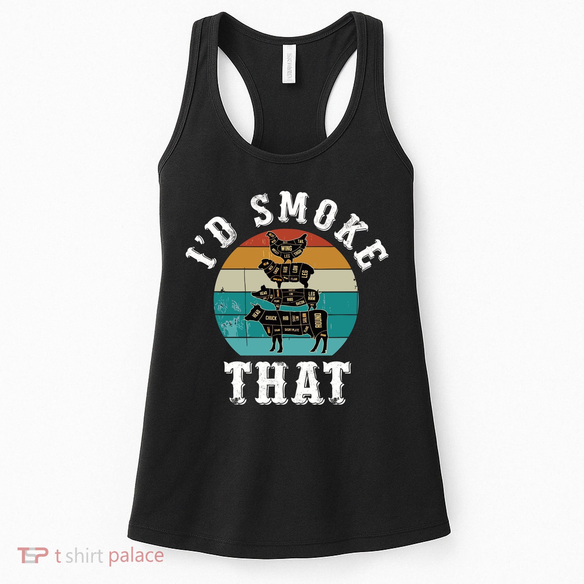 Funny Retro Bbq Party Smoker Chef Dad Gift ID Smoke That Women's Tank Top