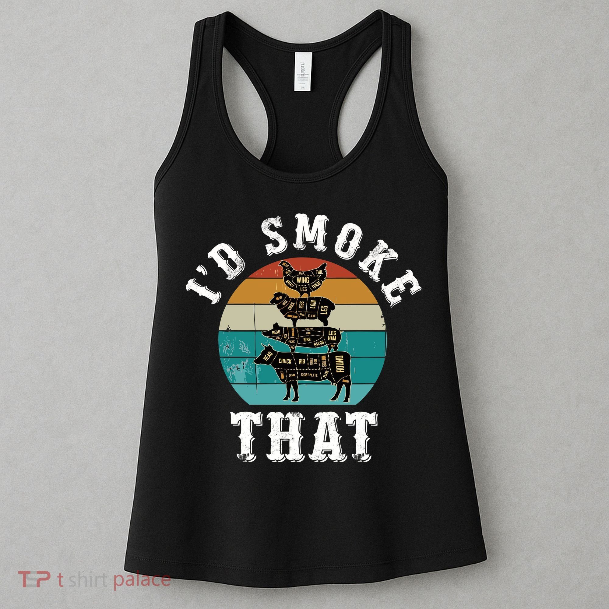 Funny Retro Bbq Party Smoker Chef Dad Gift ID Smoke That Women's Tank Top