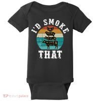 Funny Retro Bbq Party Smoker Chef Dad Gift ID Smoke That Baby Bodysuit thumb 0