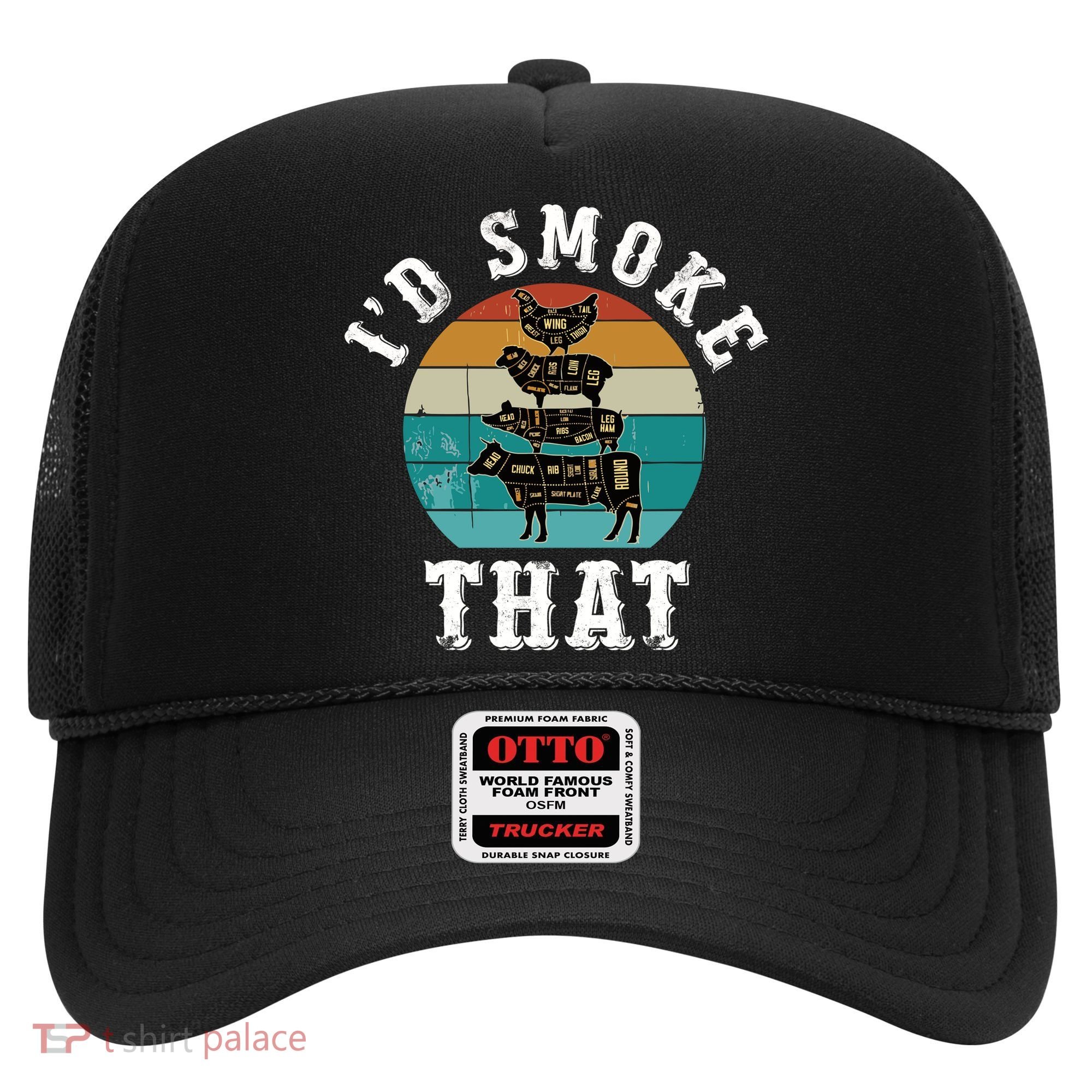 Funny Retro Bbq Party Smoker Chef Dad Gift ID Smoke That Hat