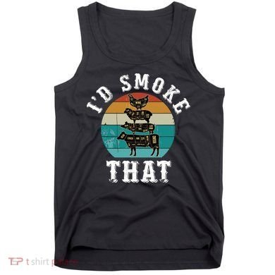 Funny Retro Bbq Party Smoker Chef Dad Gift ID Smoke That Tank Top