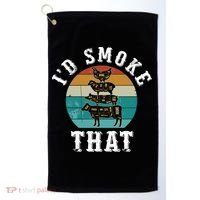 Funny Retro Bbq Party Smoker Chef Dad Gift ID Smoke That Golf Towel thumb 0