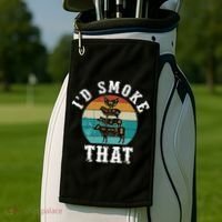 Funny Retro Bbq Party Smoker Chef Dad Gift ID Smoke That Golf Towel thumb 2