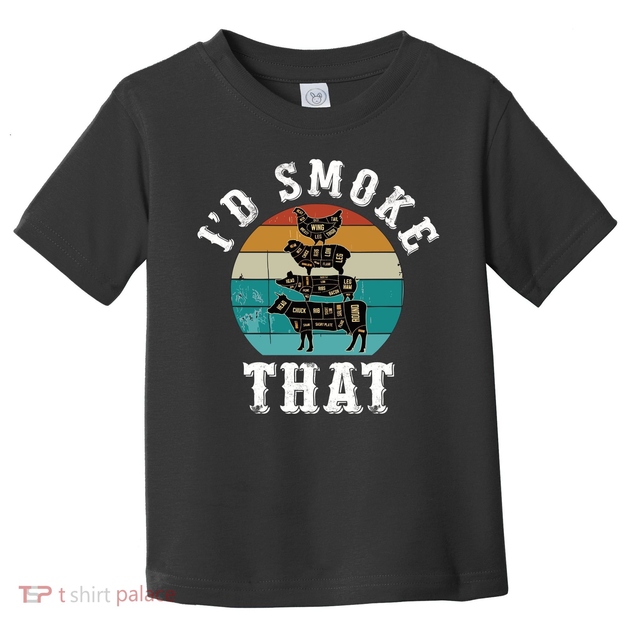 Funny Retro Bbq Party Smoker Chef Dad Gift ID Smoke That Toddler T-Shirt