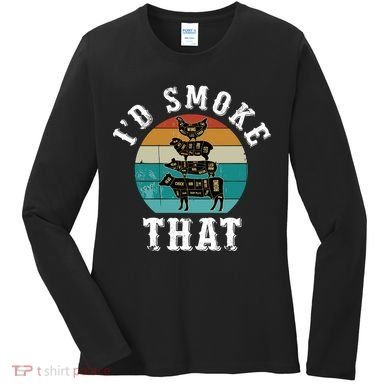 Funny Retro Bbq Party Smoker Chef Dad Gift ID Smoke That Women's Long Sleeve Shirt
