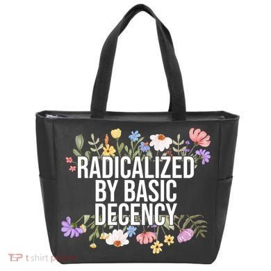 Funny Radicalized By Basic Decency Vintage Floral Tote Bag