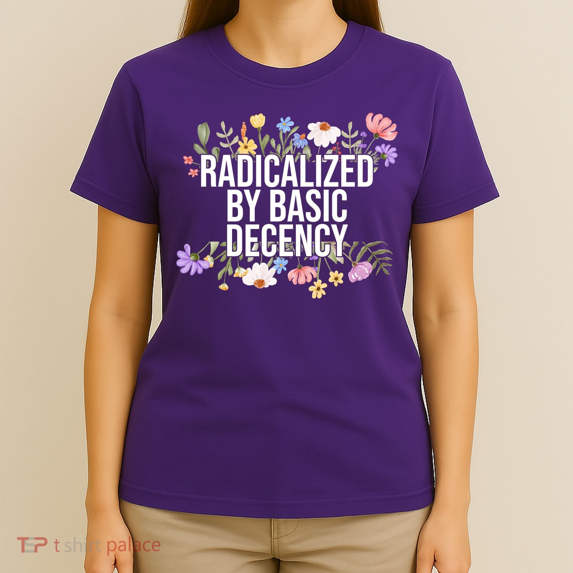 Funny Radicalized By Basic Decency Vintage Floral T-Shirt