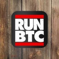 Funny Run BTC Bitcoin Logo Coaster thumb 0