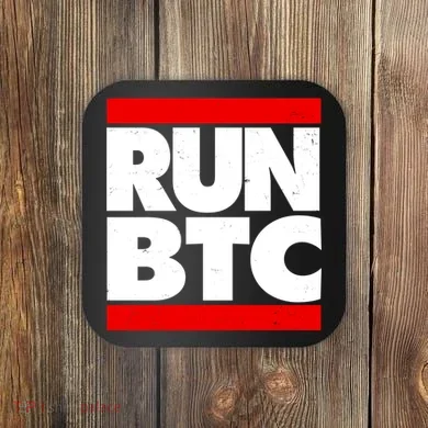 Funny Run BTC Bitcoin Logo Coaster