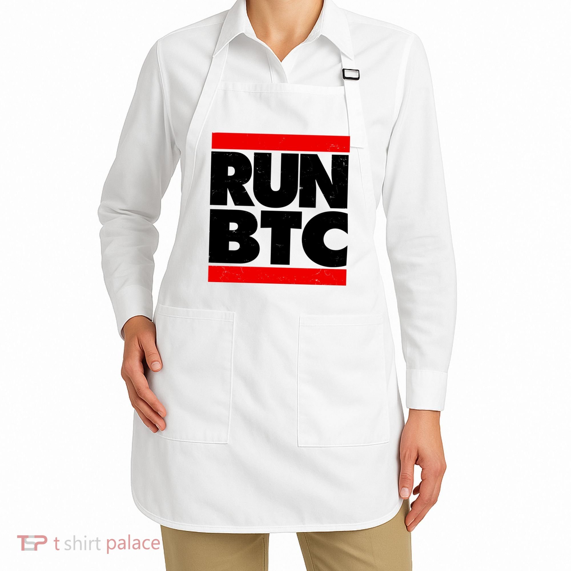 Funny Run BTC Bitcoin Logo Apron