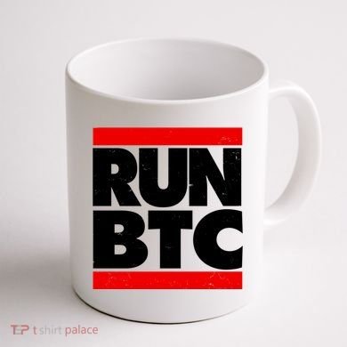 Funny Run BTC Bitcoin Logo Coffee Mug back