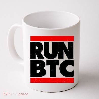 Funny Run BTC Bitcoin Logo Coffee Mug