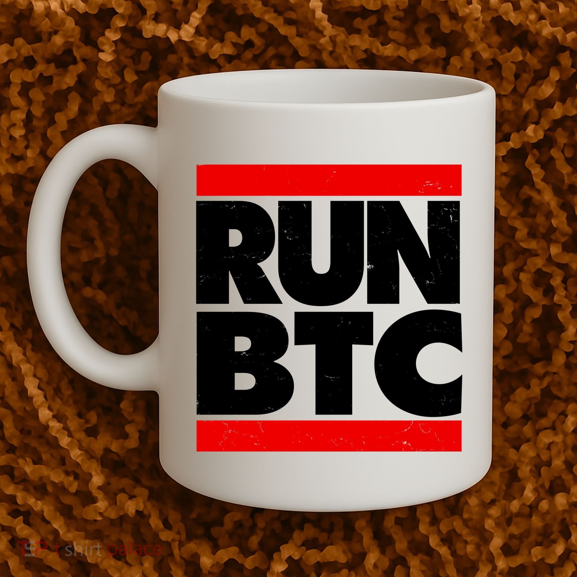 Funny Run BTC Bitcoin Logo Coffee Mug
