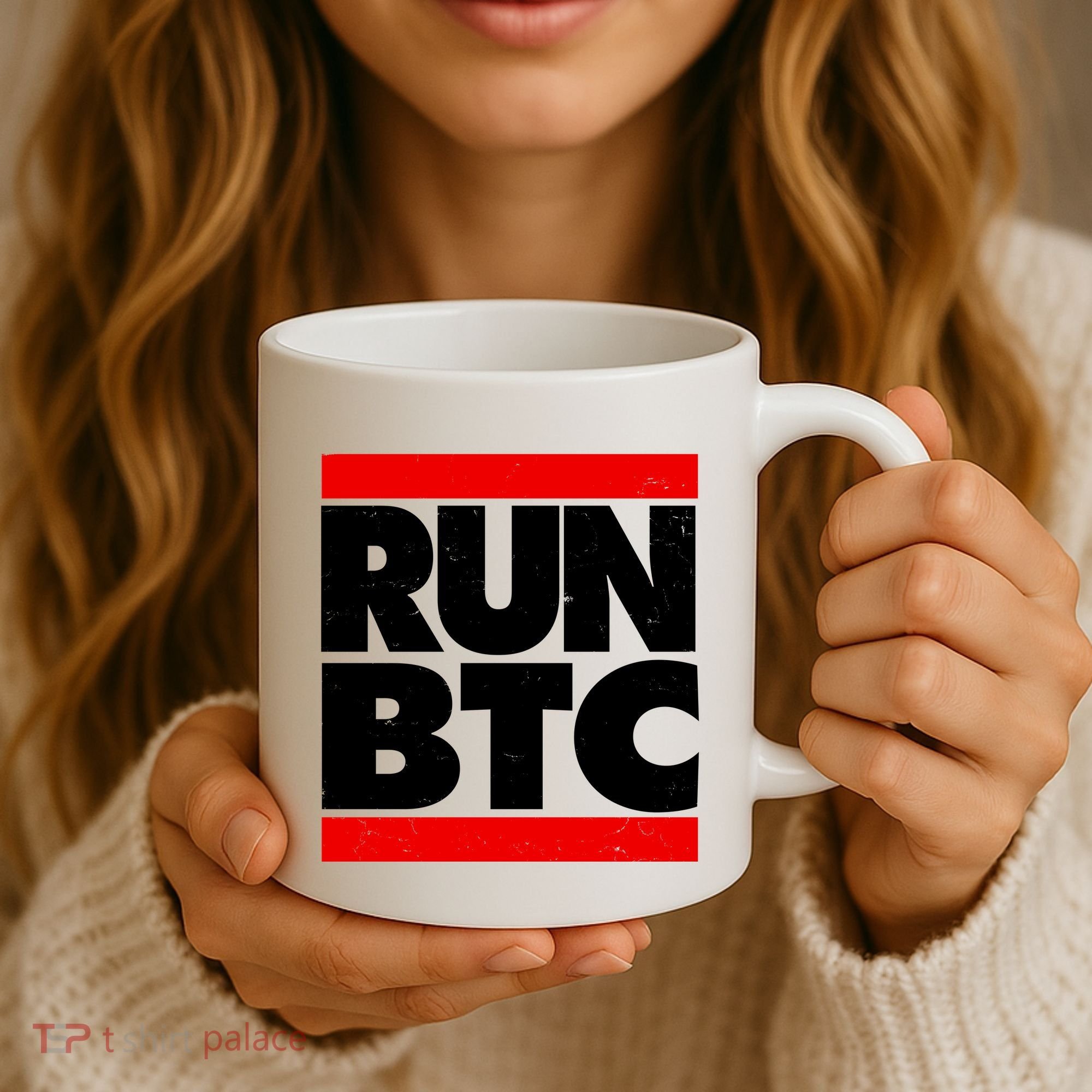 Funny Run BTC Bitcoin Logo Coffee Mug