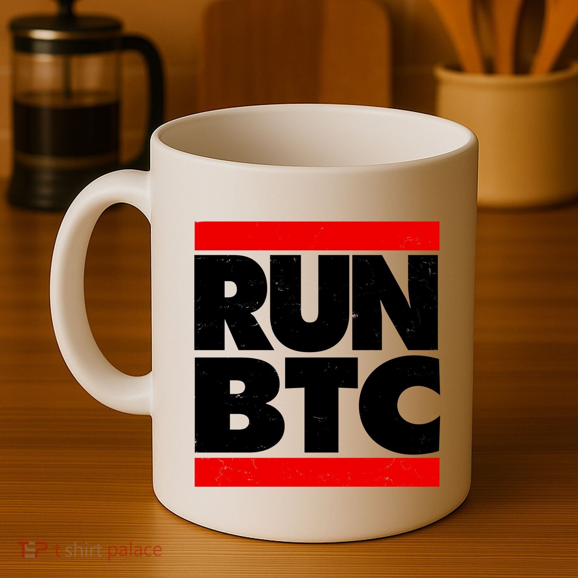 Funny Run BTC Bitcoin Logo Coffee Mug