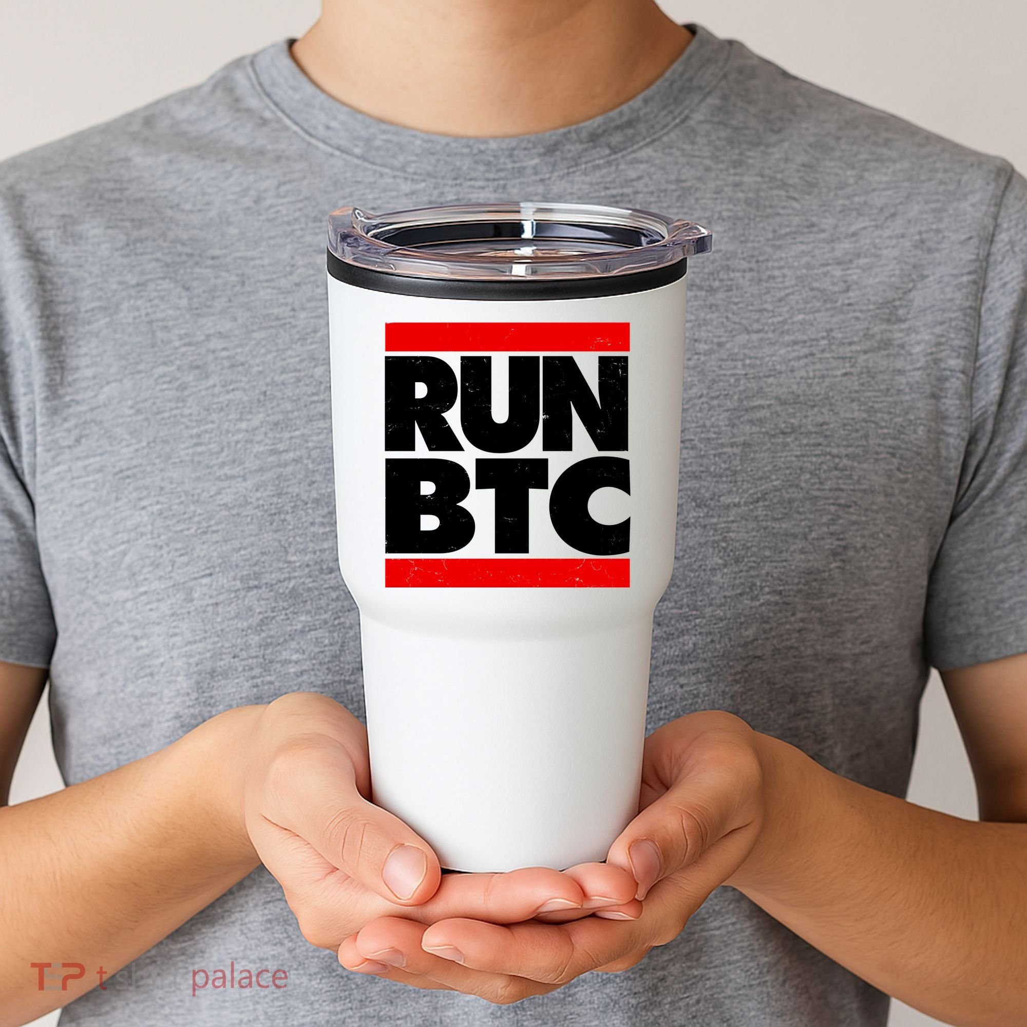 Funny Run BTC Bitcoin Logo Tumbler