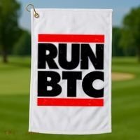 Funny Run BTC Bitcoin Logo Golf Towel thumb 1