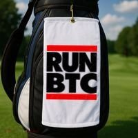 Funny Run BTC Bitcoin Logo Golf Towel thumb 2