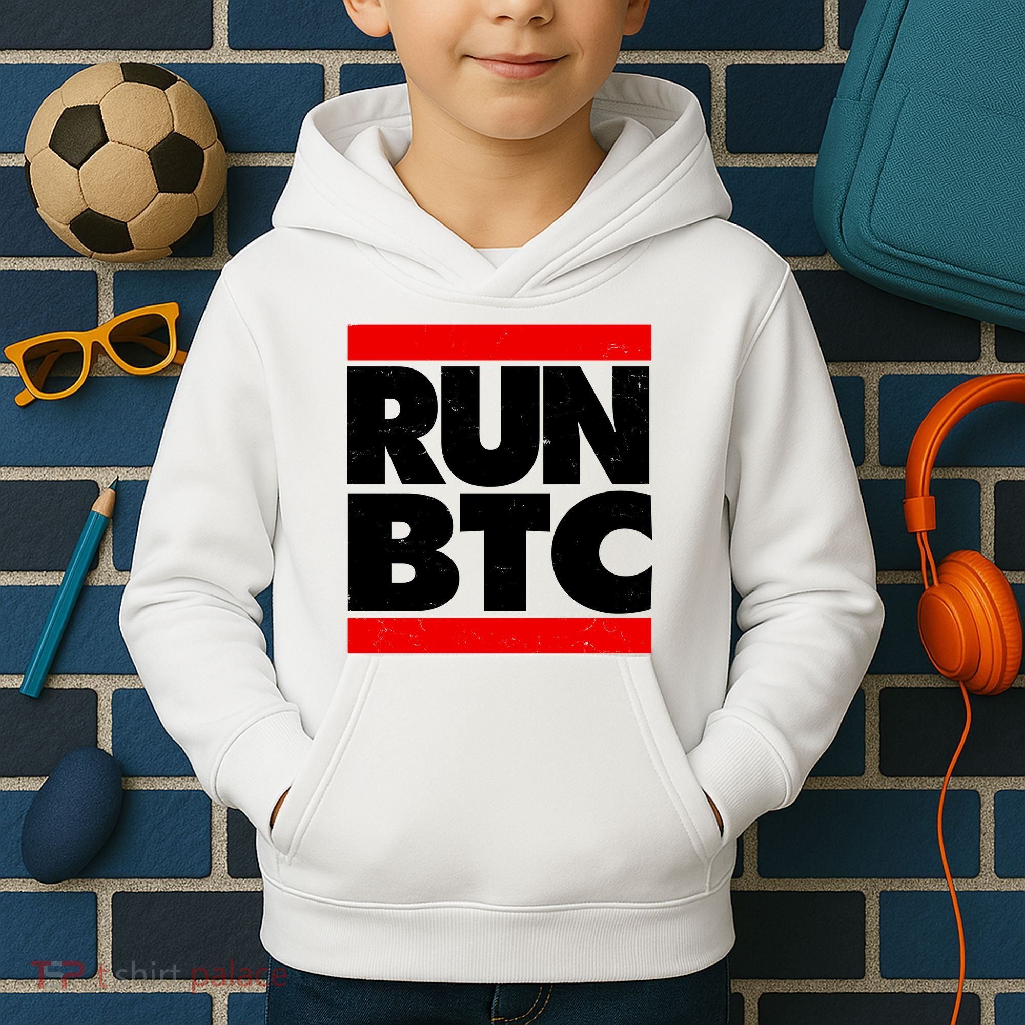 Funny Run BTC Bitcoin Logo Kids Hoodie