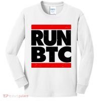 Funny Run BTC Bitcoin Logo Kids Long Sleeve Shirt thumb 0