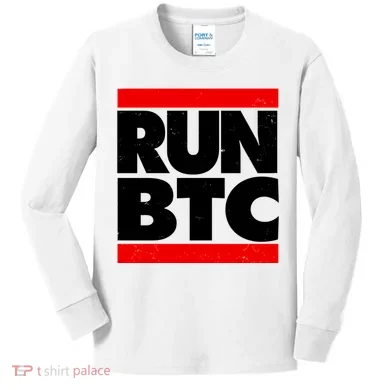 Funny Run BTC Bitcoin Logo Kids Long Sleeve Shirt