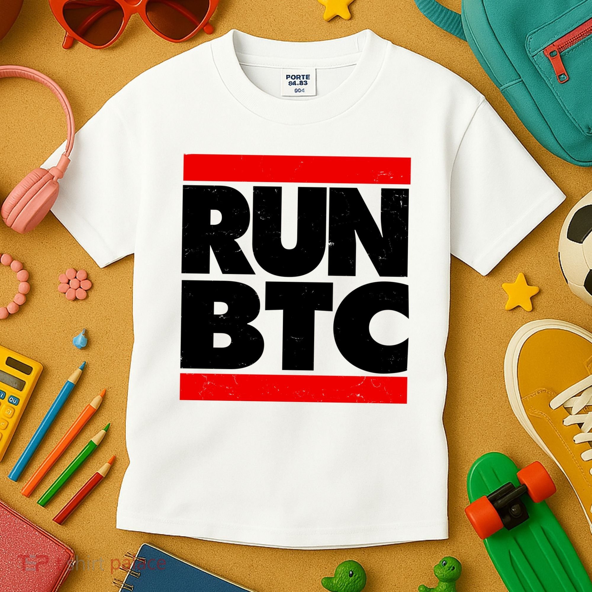 Funny Run BTC Bitcoin Logo Kids T-Shirt