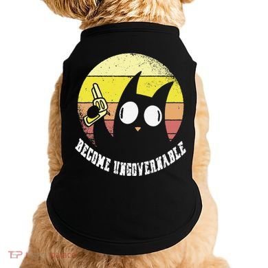 Funny Retro Black Cat Become Ungovernable Doggie Tank