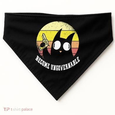 Funny Retro Black Cat Become Ungovernable USA-Made Doggie Bandana