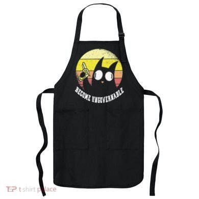 Funny Retro Black Cat Become Ungovernable Apron