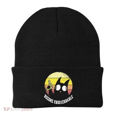 Funny Retro Black Cat Become Ungovernable Beanie