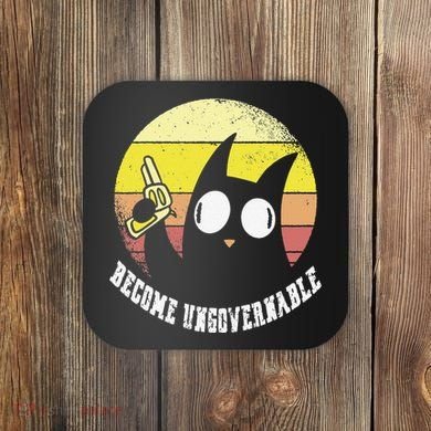 Funny Retro Black Cat Become Ungovernable Coaster