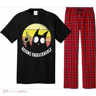 Funny Retro Black Cat Become Ungovernable Pajama Set