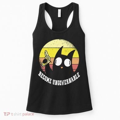 Funny Retro Black Cat Become Ungovernable Women's Tank Top