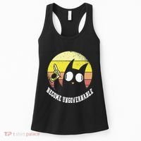 Funny Retro Black Cat Become Ungovernable Women's Tank Top thumb 0