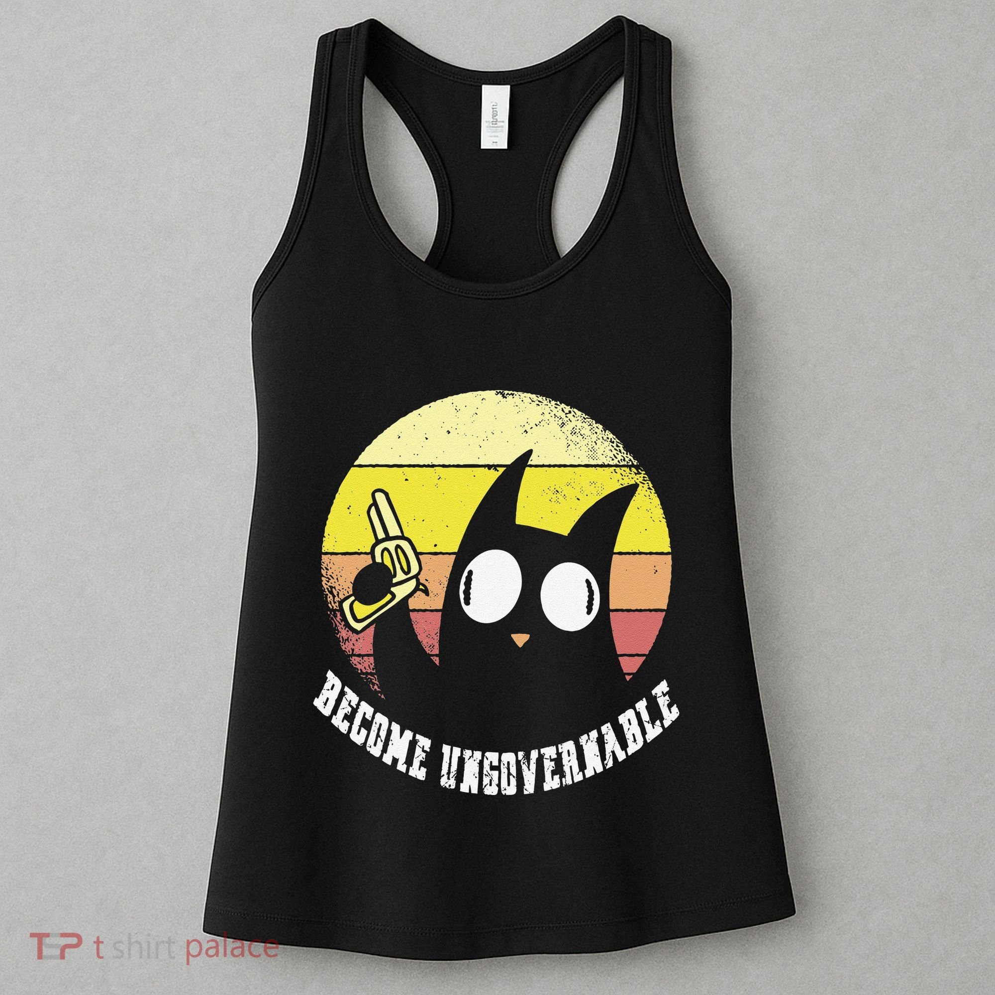Funny Retro Black Cat Become Ungovernable Women's Tank Top