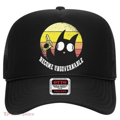 Funny Retro Black Cat Become Ungovernable Hat