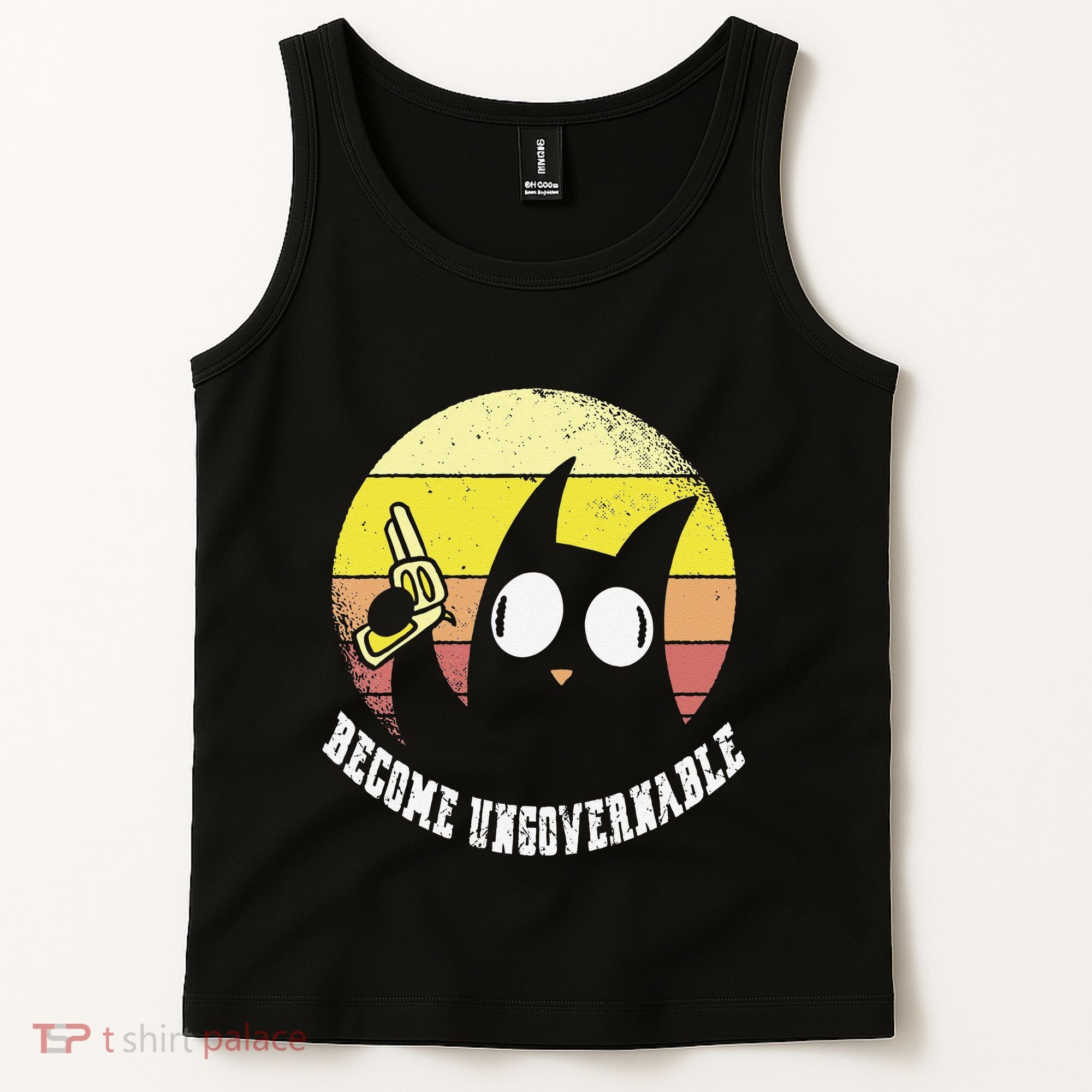 Funny Retro Black Cat Become Ungovernable Tank Top