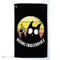 Funny Retro Black Cat Become Ungovernable Golf Towel thumb 0