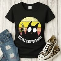 Funny Retro Black Cat Become Ungovernable Women's T-Shirt thumb 3
