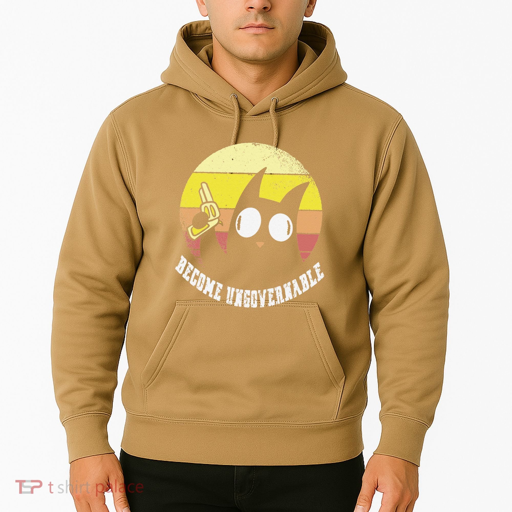 Funny Retro Black Cat Become Ungovernable Hoodie