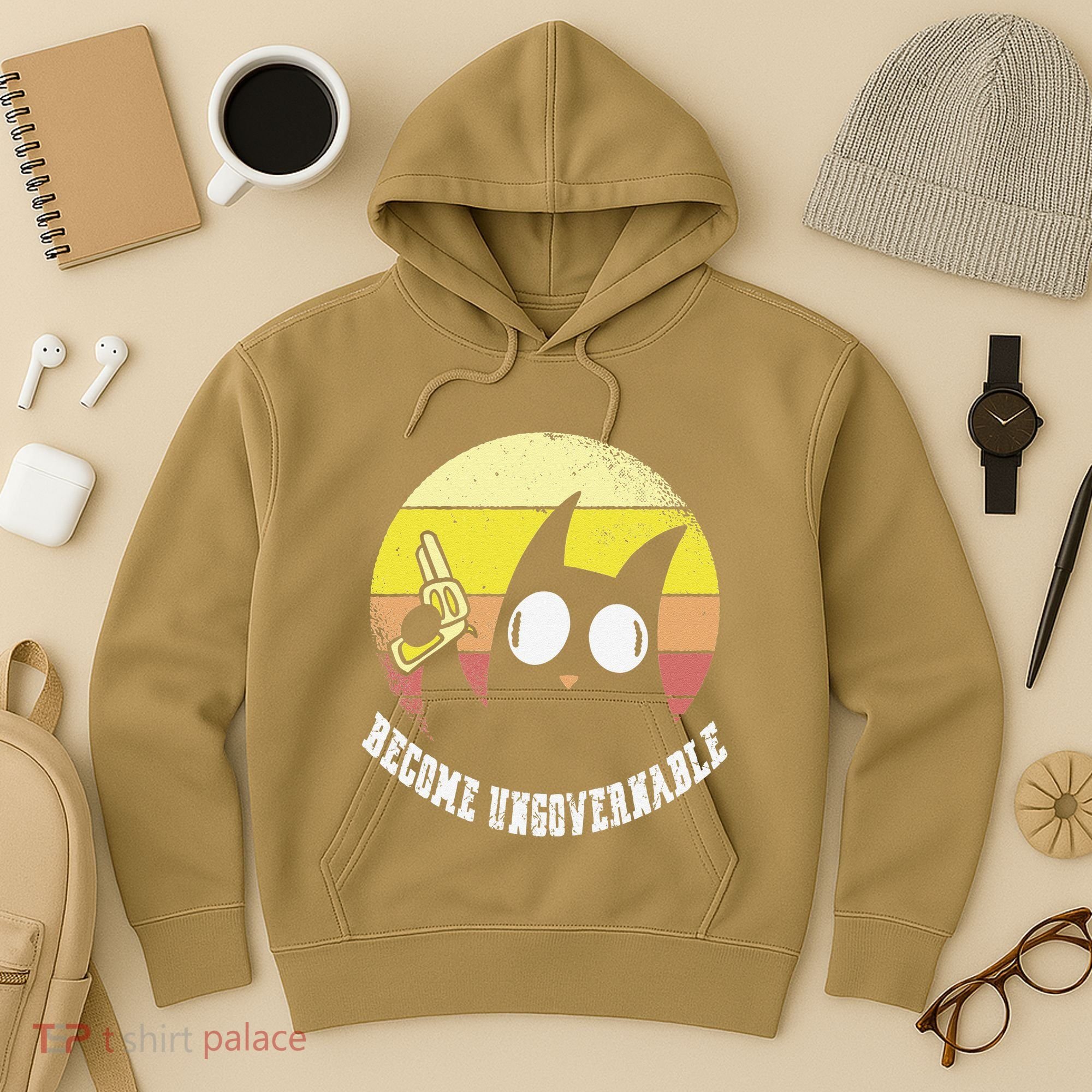 Funny Retro Black Cat Become Ungovernable Hoodie