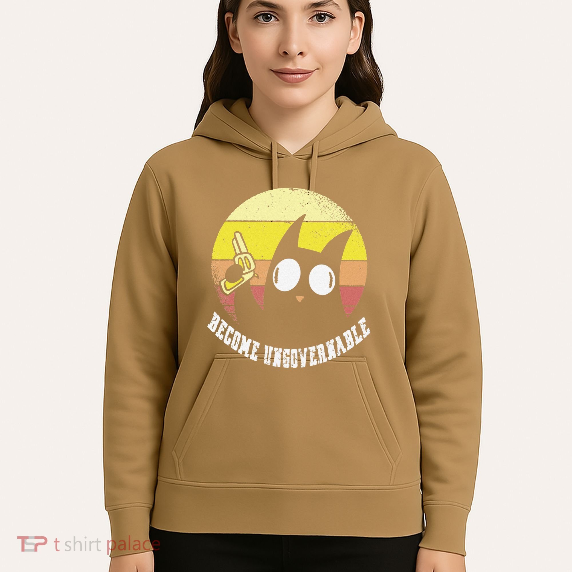 Funny Retro Black Cat Become Ungovernable Hoodie