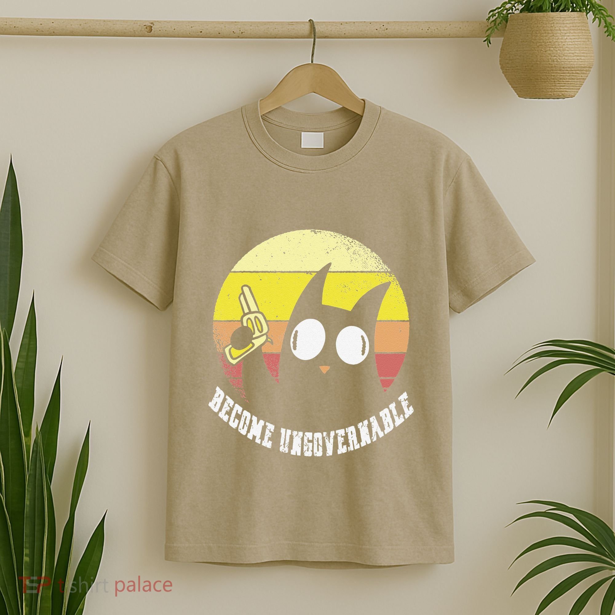 Funny Retro Black Cat Become Ungovernable T-Shirt