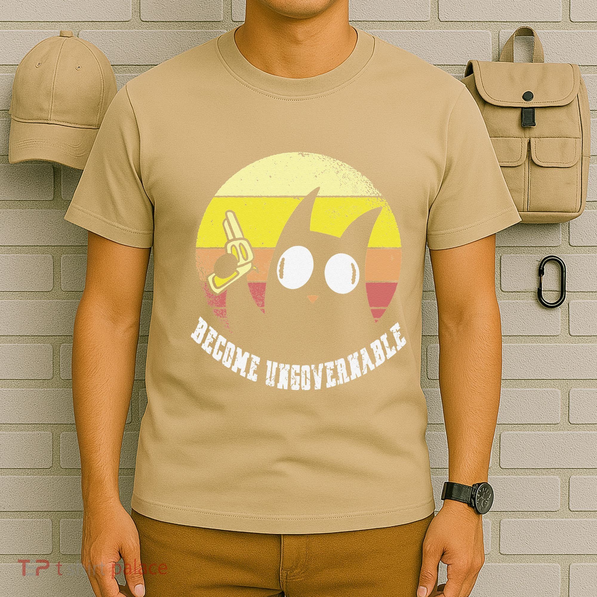 Funny Retro Black Cat Become Ungovernable T-Shirt