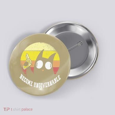 Funny Retro Black Cat Become Ungovernable Button