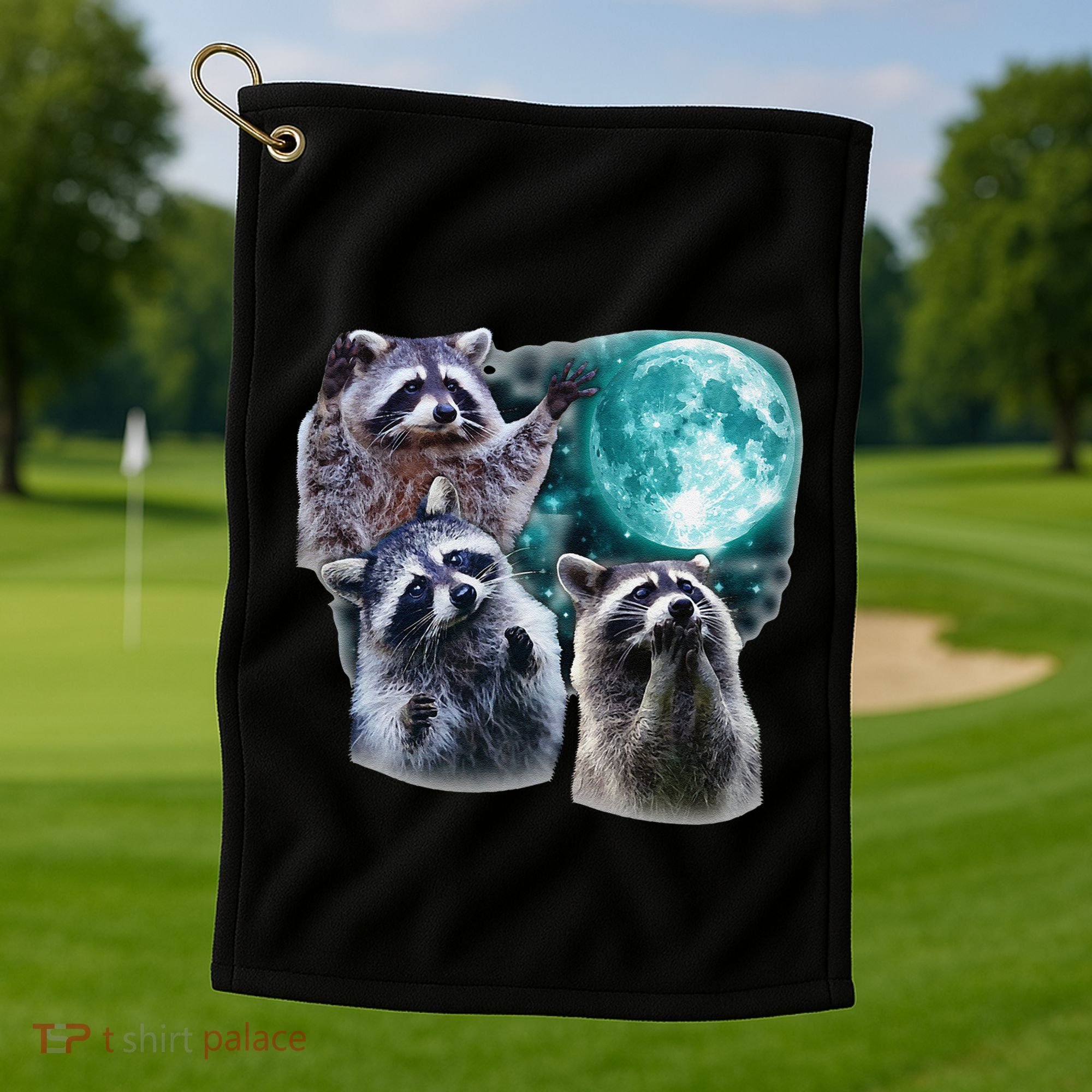 Funny Raccoon Boxer Trash Money We Gettin Rich Golf Towel